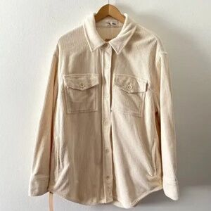 Reformation Jacket Womens Extra Large Cream Jennings Shacket Corduroy Autumn